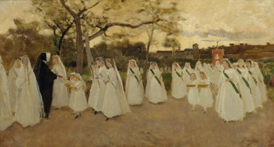 Procession of Schoolgirls by Joaquim Vayreda